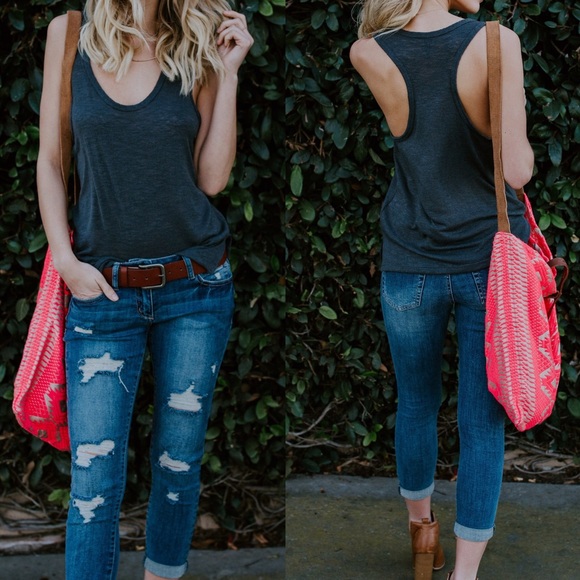 LOUNGE Charcoal Racerback Tee - Picture 2 of 5